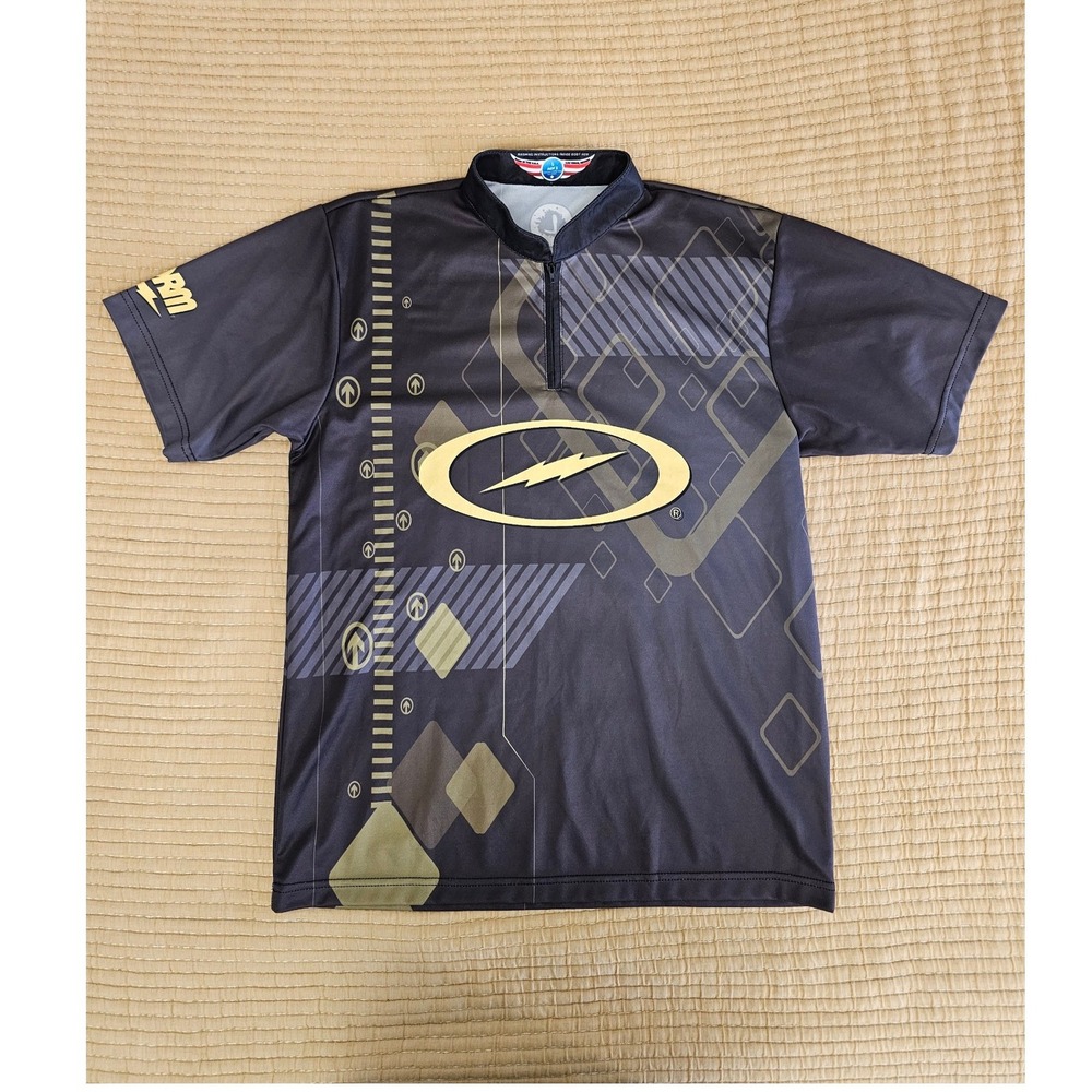 Storm Bowling Jersey Logo Infusion Men L Black Gold Quarter Zip Storm Nation USA
